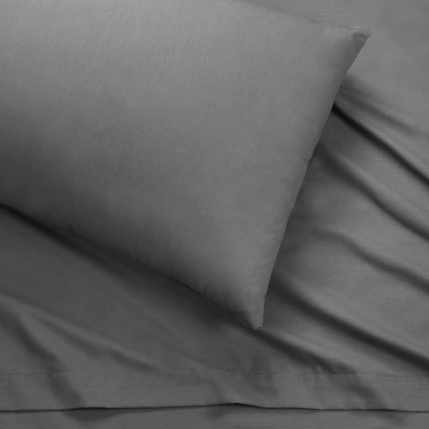 Soft Lightweight Brushed Cotton Blend Bed Sheet Set – 3-Piece Twin – Gray