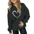 thumbnail image 2 of SERTG Girls Valentine's Hooded Sweatshirt Long Sleeve Casual with Heart Print Kids Spring Fall Fleece-Lined Solid Color Everyday Top(Black,3 Years), 2 of 5