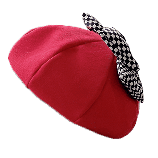 Gorro de boina de invierno para niñas, gorro de boina decorado con lazo