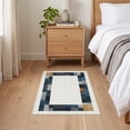 thumbnail image 3 of ODIKA 2'x3' Ultra-Soft Accent Mat, Abstract Geometric Mosaic With Bold Color Block Border Accents None Washable, Bare feet friendly, Easy Care Indoor rug for Bedside, Footrest, 3 of 7