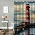 thumbnail image 2 of Creowell Ocean Boat Lighthouse Shower Curtain Set with Hooks, Cloth Fabric Bathroom Decor, 100% Polyester Washable Shower Curtain 60x72, 2 of 7