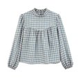 thumbnail image 4 of vigerkar Women's Puff Long Sleeve Flowy Gingham Tops | Neck Blouses,Going Out Tops,Bussiness Casual,Dressy,Plaid Shirts,2026 tops (Blue, M), 4 of 5