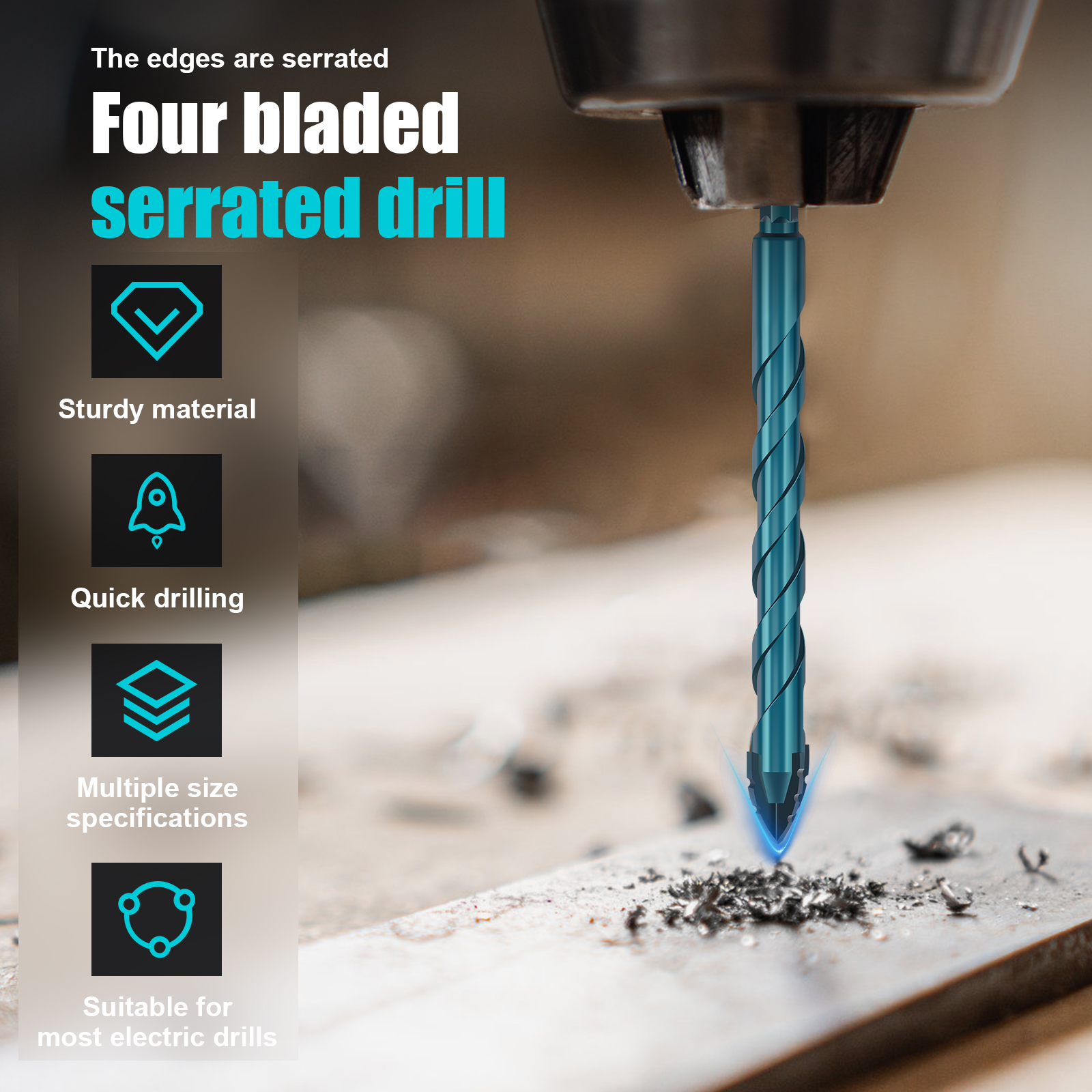 13PCS Diamond Drill Bit Set 5 Size Serrated Masonry Drill Bit and 4 Size Diamond Drill Bit Set with 1/4" Hex Shank for Glass Ceramic Porcelain Marble Granite