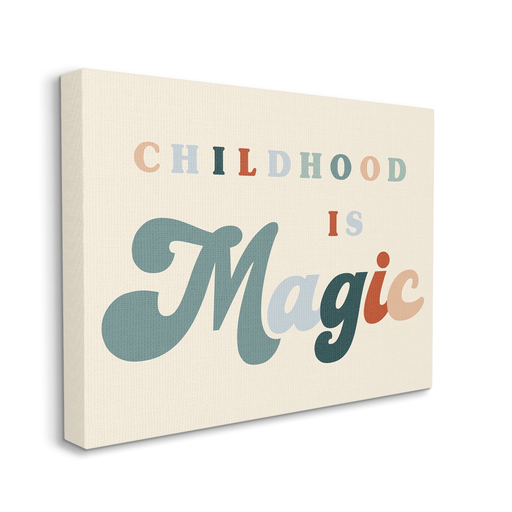 Stupell Industries Childhood is Magic Phrase Inspirational Painting Gallery Wrapped Canvas Art Print Wall Art, 40 x 30