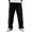 Black, variant on Mens Wide Leg Pants Corduroy Elastic Waistband Drawstring Pants Textured Loose Straight Trousers with Pockets, Khaki 2XL