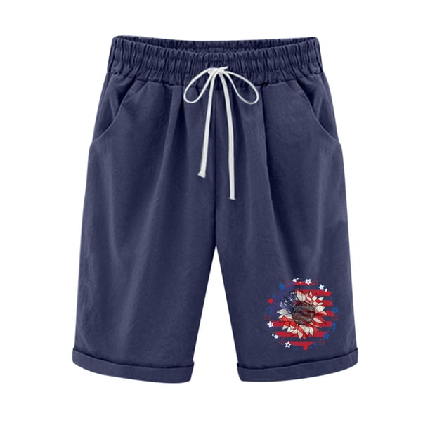 Mujeres Pantalones Cortos Casual Estampado Elástico de la Cintura Medio Pantalones Cortos, Casual con Bolsillos para el Uso Diario