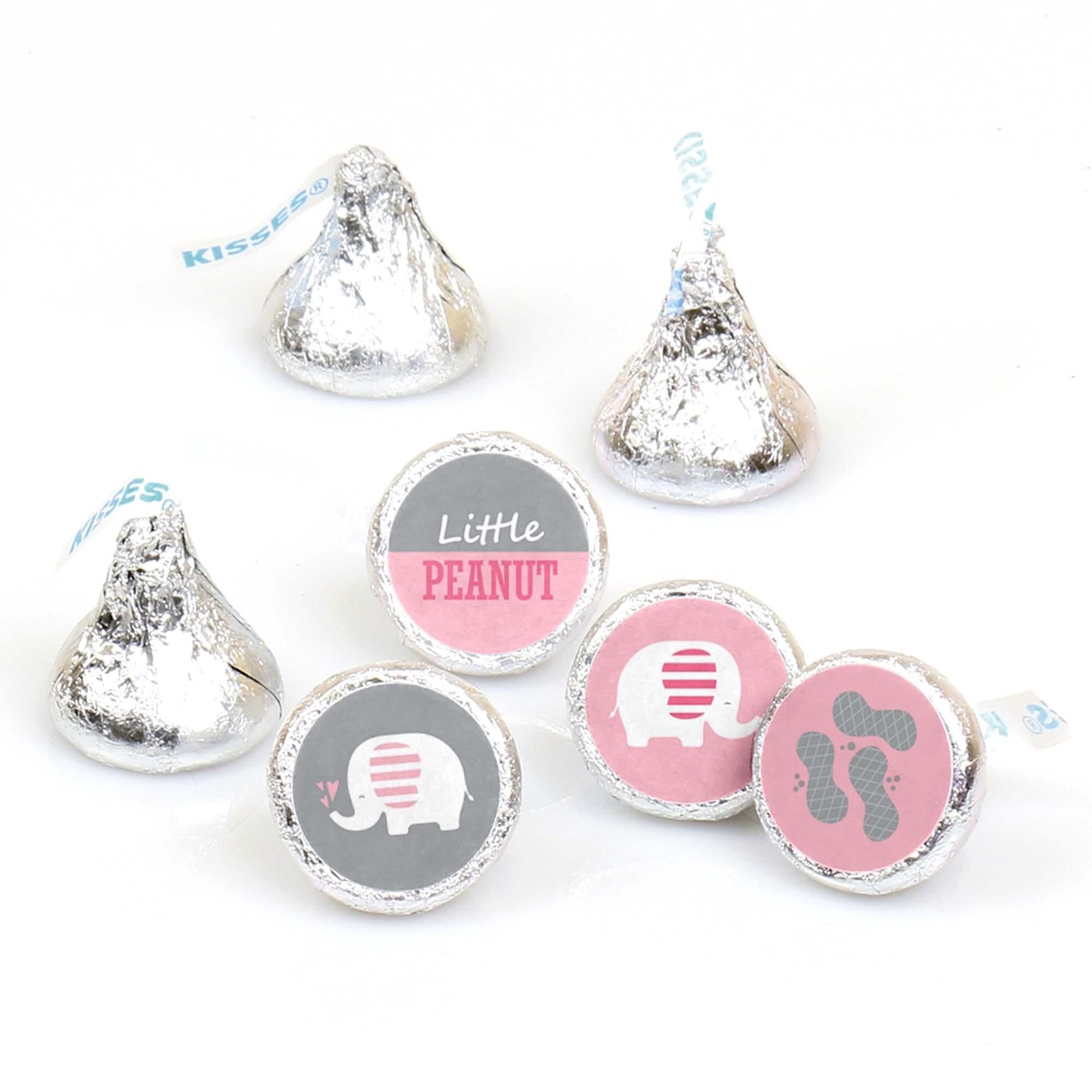 Big Dot of Happiness Pink Elephant - Girl Baby Shower or Birthday Party Candy Sticker Favors - Labels Fit Hershey's Kisses 108 Ct