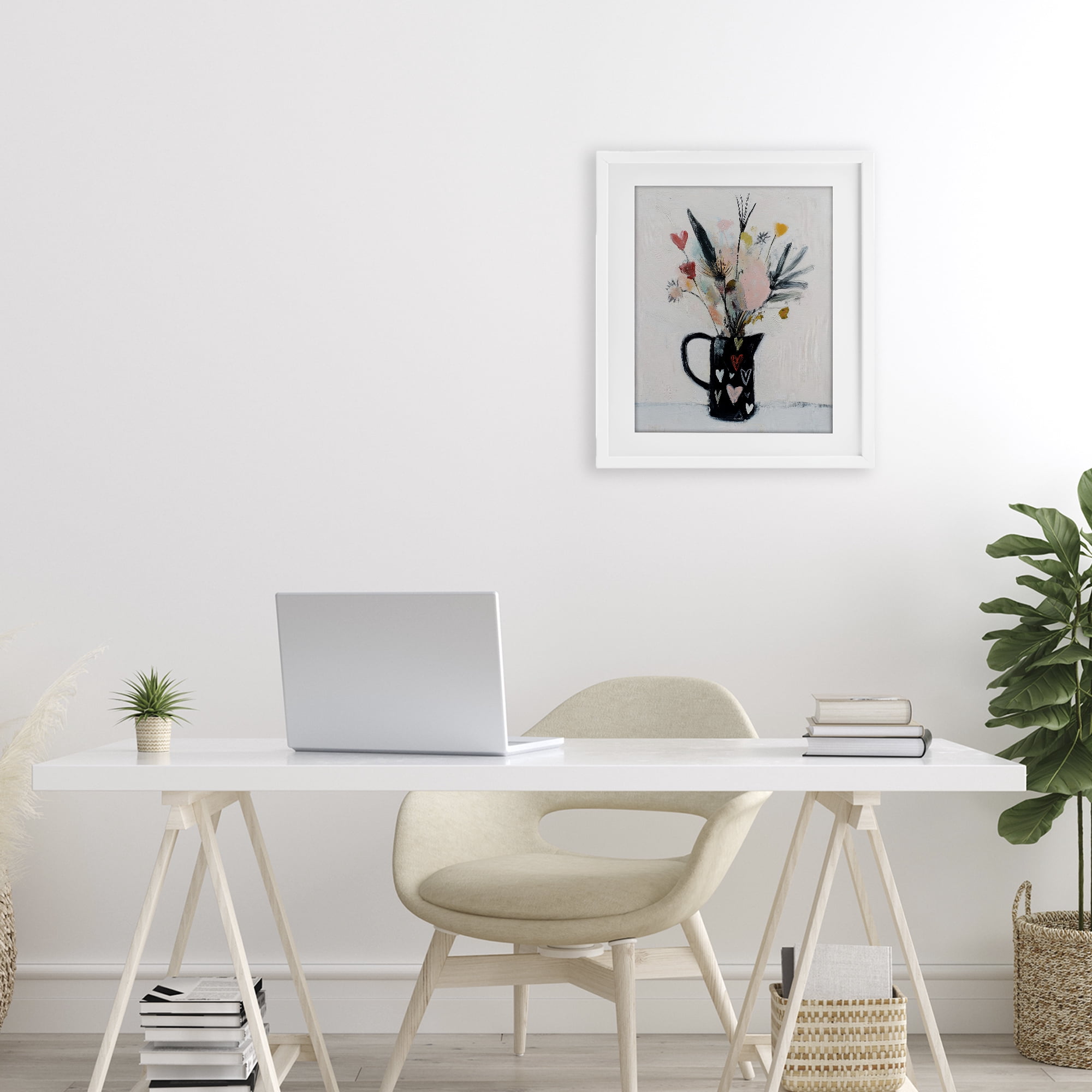 Stupell Industries Vase Of Abstract Time White Framed Print Under Glass, design by Svetlana Aleynikova