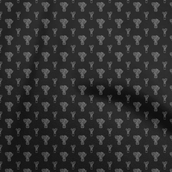 oneOone Silk Tabby Black Fabric House Plants Sewing Fabric By The Yard Printed Diy Clothing Sewing Supplies 42 Inch Wide