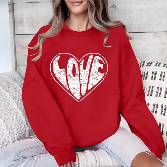 Amzcrzy Sweat-Shirt pour Femmes Col Rond Imprimé Manches Longues Chandail en Molleton à Capuche Manches Longues pour Femmes Chandail Chandail en Molleton Col Rond m