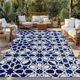 thumbnail image 2 of Navy Blue Geometric Outdoor Rug for Patio/Deck/Porch, Non-Slip Large Area Rug 6 x 9 Ft, Vintage Abstract Art Indoor Outdoor Rugs Washable Area Rugs, Reversible Camping Rug Carpet Runner, 2 of 8
