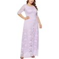 thumbnail image 2 of Eternatastic Womens Floral Lace 2/3 Sleeves Maxi Dress Evening Party Long Dress 4XL Purple, 2 of 6