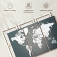 thumbnail image 6 of Elephant Stock World Map Masterpiece Iii Wall Art - Horizontal Multi Panel Canvas - Living Room Wall Decor - Map Multi Panel - White And Black Decor - 50" x 32", 6 of 8