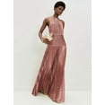thumbnail image 4 of Vestido Plisado Elegante Sin Mangas con Cuello Halter, Abertura y Lazo Metálico de Lujo para Mujer Rosa XL, 4 of 8