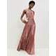 thumbnail image 4 of Vestido Plisado Elegante Sin Mangas con Cuello Halter, Abertura y Lazo Metálico de Lujo para Mujer Rosa XL, 4 of 8
