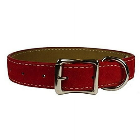 Saratoga Suede Leather Dog Collar by Auburn Leather - Red - 1/2 Width x 8 Length