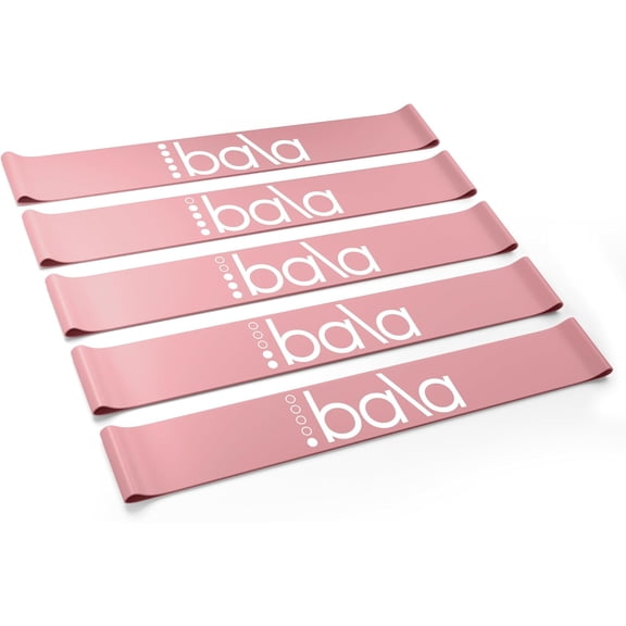 Bala Booty Bands Resistance Bands for Women & Men, Elastic Exercise Bands for Working Out, Wrist, Ankle, Legs & Booty Bands, Workout Resistance Bands for Yoga, Pilates, 5-Pack, Blush