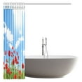 thumbnail image 3 of MYPOP Farm House Shower Curtain, Red Poppies on Green Field Fabric Bathroom Decor Shower Curtain Set with Hooks, 66 X 72 Inches, 3 of 3