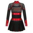 thumbnail image 6 of iiniim Kids Girls CheerLeading Sequins Long Sleeve Color Block Zipper Back Cheering Dancing Dress Black&Red 10, 6 of 7