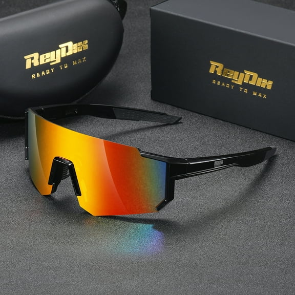 ReyDix Unisex Half-Frame Irregular Shaped Sunglasses Outdoor Cycling Sports Sunglasses UV400