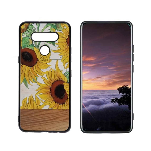 Summer-Sunflowers-Wood-Panel-314 Phone Case, Degined for LG K51 Case Men Women, Flexible Silicone Shockproof Case for LG K51