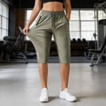 thumbnail image 1 of QHFBli Mens Capri Pants 3/4 Long Jogger Sport Shorts,Workout/Gym/Yoga/Beach Shorts Quick Dry with Zipper Pockets, 1 of 5