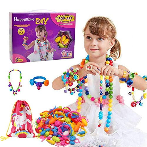 Happytime Snap Pop Beads Girls Toy 180 Pieces DIY Jewelry Marking Kit