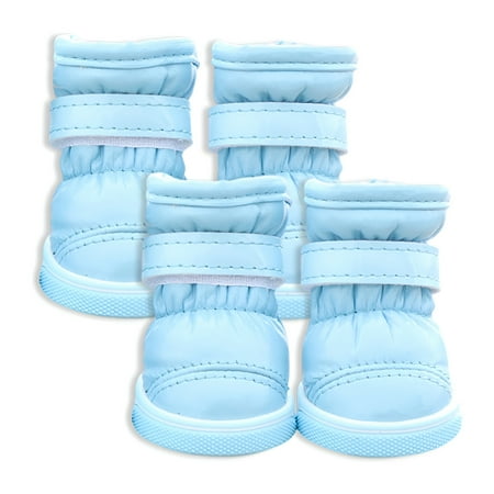 TELOLY 4Pcs Dog Shoes Snow Safe Dog Boots Outdoor Comfort Dog Winter Boots Blue 5*4cm