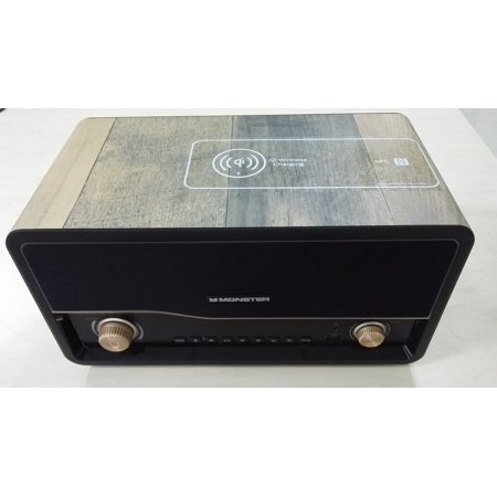 MONSTER RETRO Qi Wireless Charging Bluthooth Speaker, WOOD FINISH
