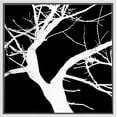 thumbnail image 3 of PixonSign Framed Canvas Print Wall Art Curved Tree Branches on Black Background Nature Wilderness Illustrations Modern Art Edgy Dark Black and White for Living Room, Bedroom, Office - 24"x24" White, 3 of 5