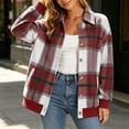 thumbnail image 4 of Perfectbot Women's Plaid Shacket, Button Down Shirt Jacket with Ribbed Hem, Relaxed Fit Fall Outerwear, 4 of 8