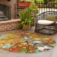 thumbnail image 3 of Unique Loom Outdoor Botanical Collection Area Rug - Autumn (10'  Round Multi/Red), 3 of 9