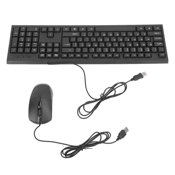 Keyboard and Mouse Combo, USB Wired Connection Black Keyboard and Mouse Quick Response for Office