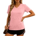 thumbnail image 5 of vdgthytj Workout Tops for Women Short Sleeve Quick Dry V-Neck T Shirt Loose Fitted Lightweight Summer Gym Athletic Basic Tops, 5 of 6