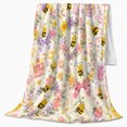 thumbnail image 2 of Buzzing Bee Flowers Easter Theme Whimsical Watercolor Art, Festive Botanical Garden Scene, Warm Flannel Blanket for Sunroom and Reading Nook, Garden Lovers Easter Gift, Festive Home Decor, 2 of 9