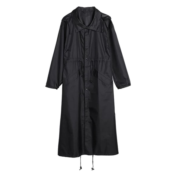 Tachiuwa Regen Jas Vrouwen Lange Regenjas Lichtgewicht Waterdichte Outdoor Hooded Black L