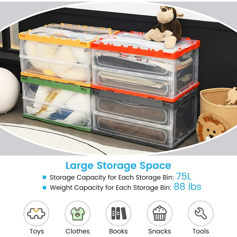 SEEKIND Storage Bins with lids, Water-Proof Storage Box Sets with  Handles,Multiple Sizes Foldable Plastic Storage Organizer for