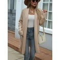 thumbnail image 2 of Fall Long Sleeve Cardigan Sweaters for Women Trendy Winter Open Front Loose Knitted Cardigan with Pockets Khaki L, 2 of 8