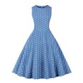 thumbnail image 2 of Women's Sleeveless Polka Dot Dress 50s 60s Vintage Rockabilly Dress Ruffle Flowy Hepburn Dress for Tea Party, 2 of 4