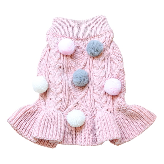AOMRCOL Dog Sweater for Small Dogs, 1 Pc Pink Winter Knit Dog Clothes