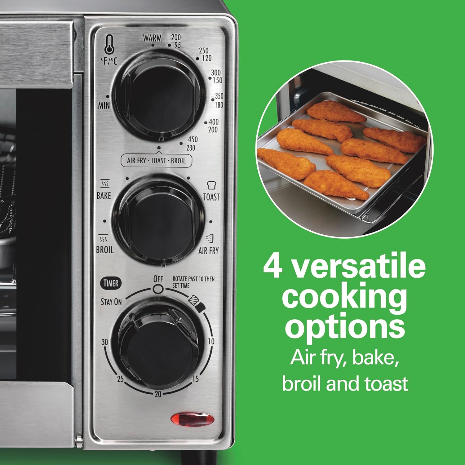 Sure-Crisp Air Fryer Toaster Oven Combo, Fits 9 Pizza, 4 Slice Capacity