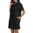 thumbnail image 6 of Aiyino Womens Linen Shirt Dress Summer Casual Short Sleeve Button Down Mini Dresses Beach Cover Up Shirts with Pockets, 6 of 9