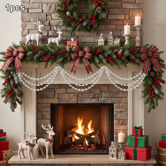 Sparkling Christmas Garland, Beaded Swag, Elegant Tree Hanger, Adds Luxurious Shine and Enhances Holiday Glow, for Christmas Trees, Fireplace Mantels and Window Frames.