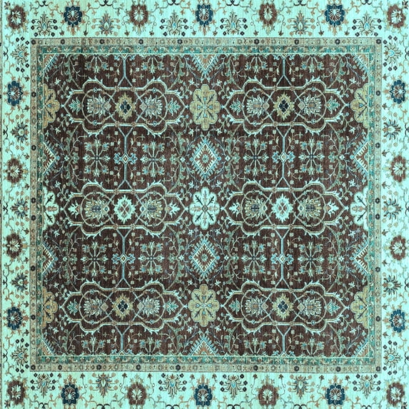Ahgly Company Indoor Square Abstract Light Blue Modern Area Rugs, 6' Square