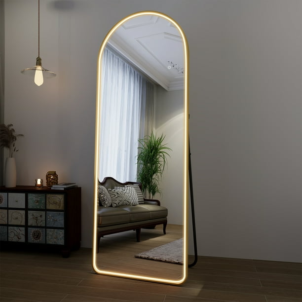BEAUTYPEAK LED Arched Full Length Mirror 64" x 21" Standing Floor