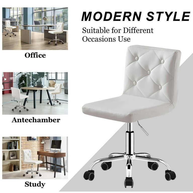 White leather armless office chair sale