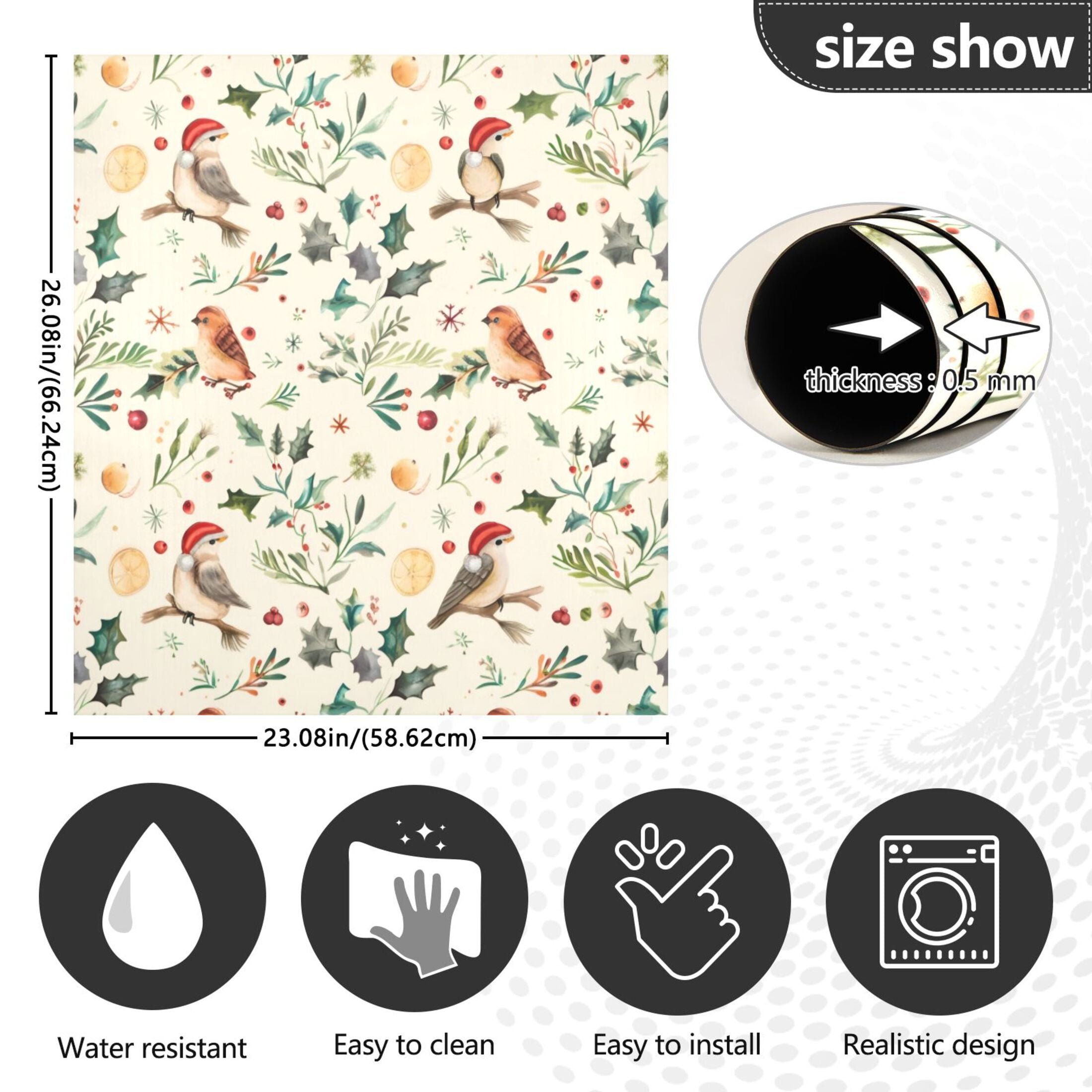 Dishwasher Magnetic Sticker 23x26 Inch Refrigerator Magnetic Sticker Washing Machine Magnetic Sticker Kitchen Panel Magnetic Sticker Home Decor Christmas Bird