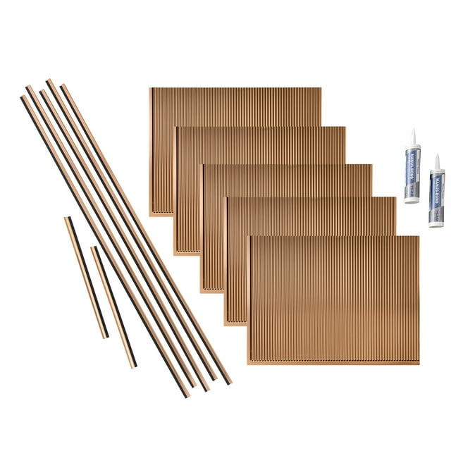 FASÄDE Rib Decorative Vinyl Backsplash 15 sq ft Kit in Polished Copper