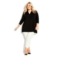 thumbnail image 2 of Avenue Women's Plus Size Ellis Plain V-Neck 3/4 Sleeve Tunic Top, 2 of 5
