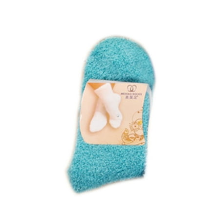 

3pcs Elastic Home Women Girls Soft Bed Casual Fleece Colors Various Pure Winter Sock Coral Warm Socks Floor Breathable Fluffy lake blue